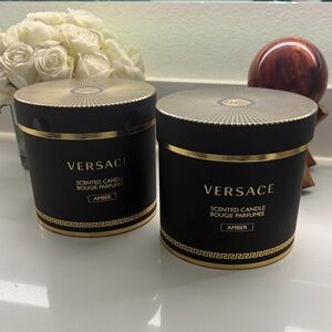 Versace Amber Bougie Perfumed Scented Candle Set of 2 in Black and Gold